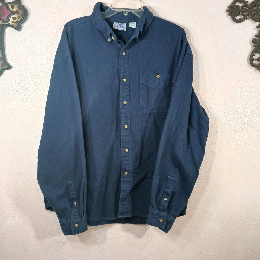 Blue Pointe Dark Blue Long Sleeve Button Up Corduroy Mens XXL  Heavy